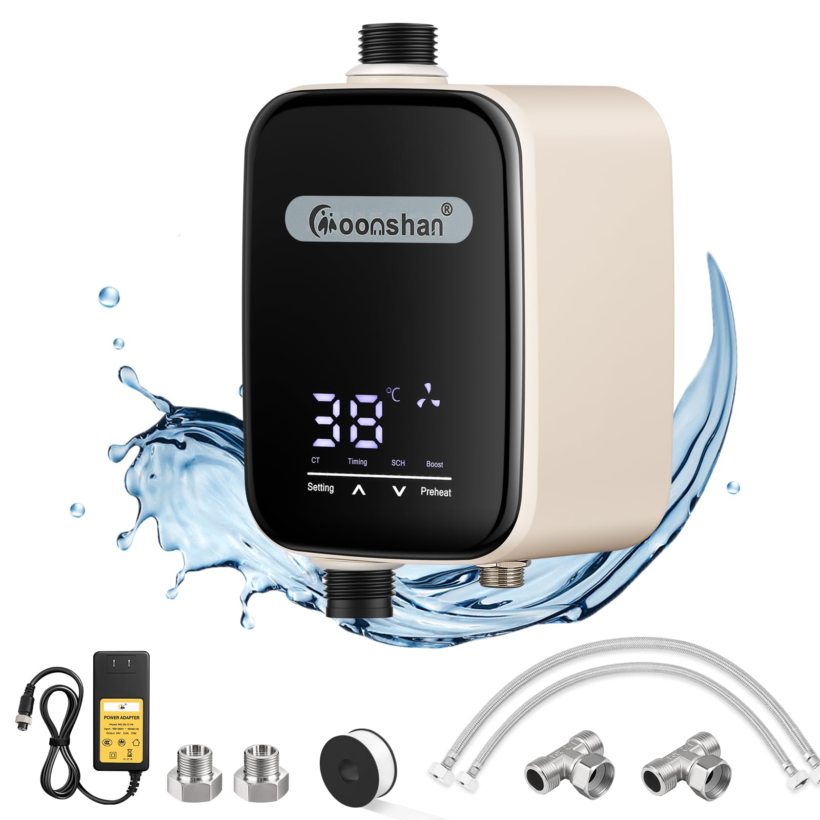 Photo 1 of Moonshan Smart Instant Hot Water Recirculating Pump Kit with Built-in Thermostat Digital Timer Under Sink Water Circulator Pump Recirculating System for Tank Water Heaters