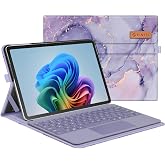 Fintie Portfolio Case for Microsoft Surface Pro 12 Inch 1st/2nd Edition | Multiple Angle Viewing Business Cover with Pocket &amp; Stylus Holder, Compatible with Type Cover Keyboard (Lilac Marble)
