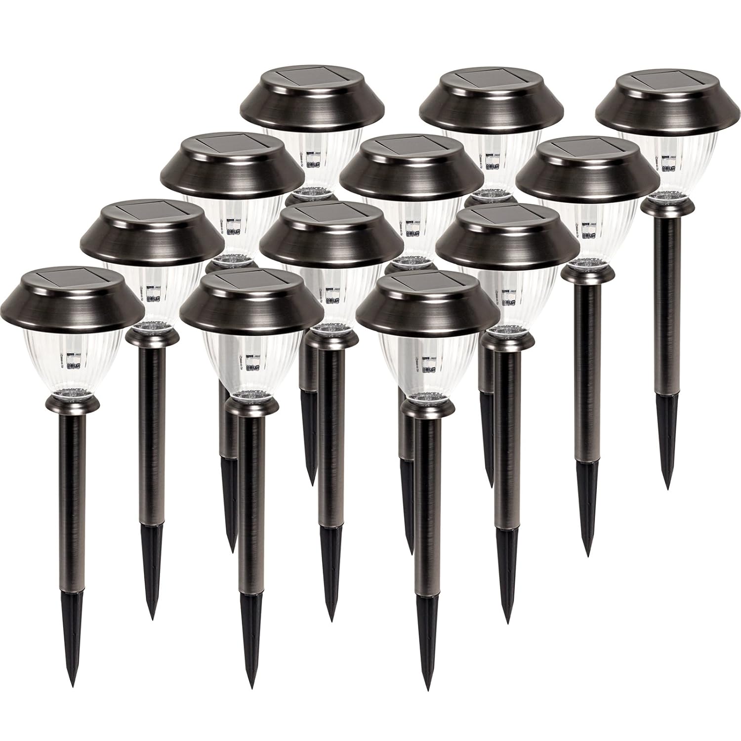 Westinghouse 136003 Paradise LED Solar Stake Path Lights (Gunmetal, 12 Pack)