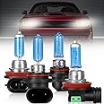NSDXCT Fit For Dodge Challenger 2015-2020 High Performance Halogen Headlight Bulbs 9012 High Low Beam+H11 Fog Light Bulbs, Super Bright Front Light Car Replacement Bulb Combo, 4 PCS