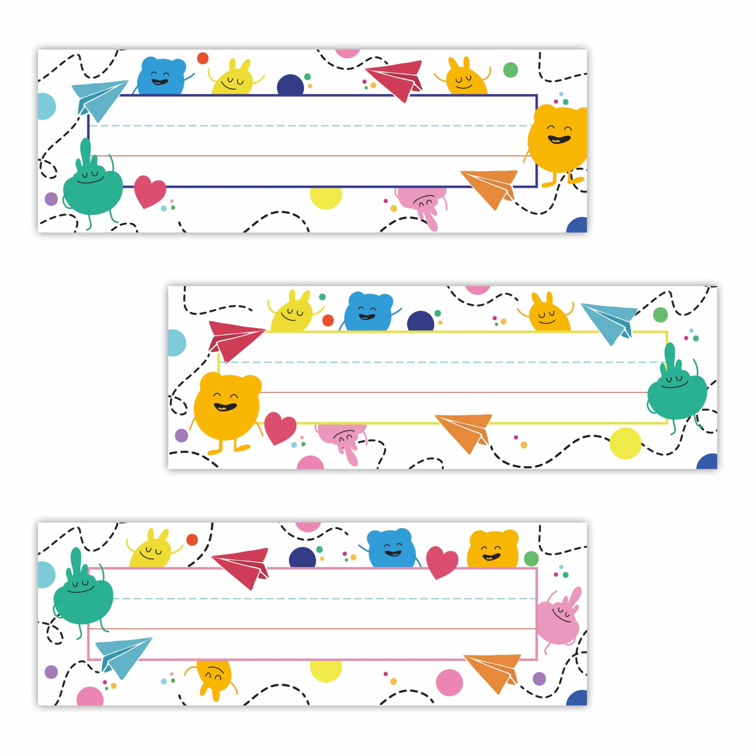 Photo 1 of 30 Pcs Name Plates Stickers, Paper Plane Theme Self Adhesive Name Tags Labels for Students Desk, Teacher Tools?Storage Box Labels?Classroom Decorations and Supplies - A1