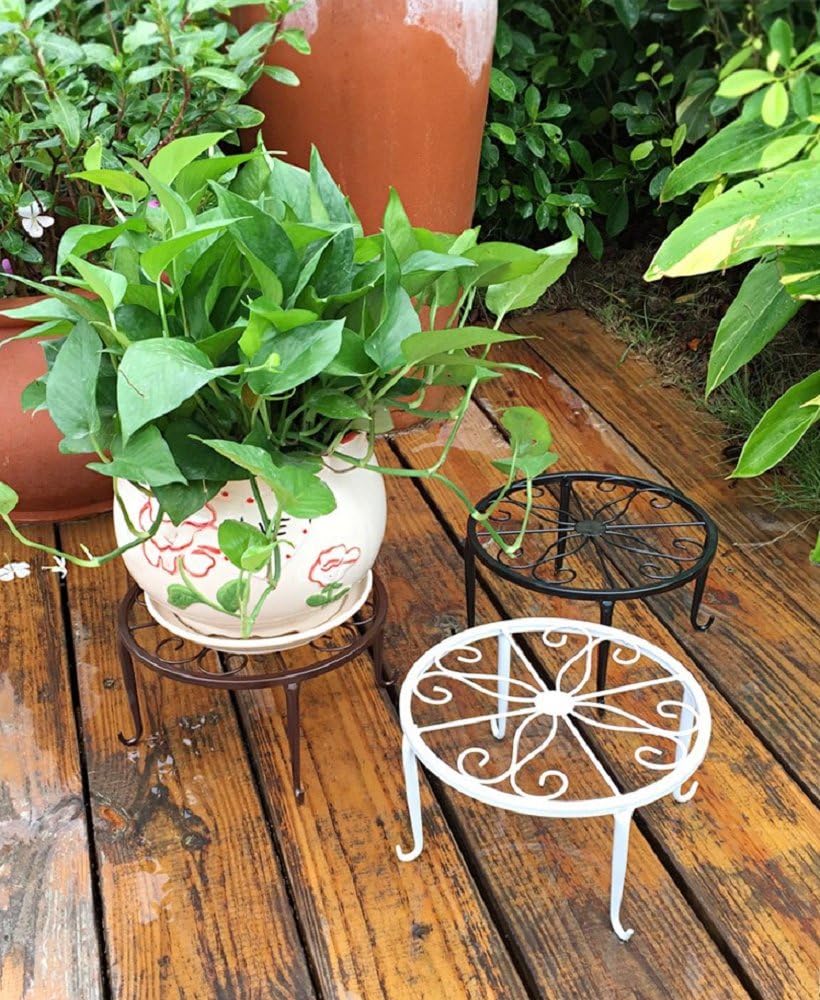 ZYMY Soporte de Metal para macetas de Hierro Forjado Blanco 23 cm