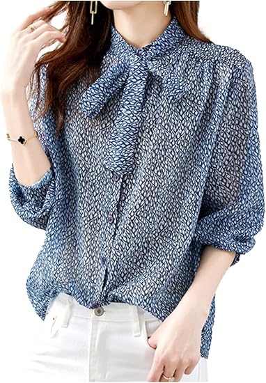 Amazon フェイミー ブラウス オフィス カジュアル 長袖 おしゃれ ボウタイ トップス かわいい M 3xl シャツ ブラウス 通販