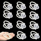 Taicols Set of 12 Elastic Pearl Wrist Corsage Bands for Wedding Festival Beach Party Prom Corsage Corsage Wrist Bands DIY Flo