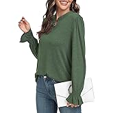 lionstill Women's Fashion Long Sleeve Tunic top Casual Loose Diamond V Neck Daily Work Shirts