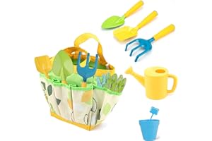 Aeecruny Kid Gardening Tool Set, Outdoor Play Toddler Tools - Plant Pots, Kid Watering Can, Gardening Gloves, Shavel, Rake & Garden Tote Bag