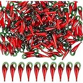CRAFTYMELODY 200Pcs Chili Pepper Charms, Glass Red Pepper Pendants Vegetable Charms Bulk Lampwork Beads Pendants 3D Food Jewelry Cute Dangle for DIY Necklace Bracelet Jewelry Making