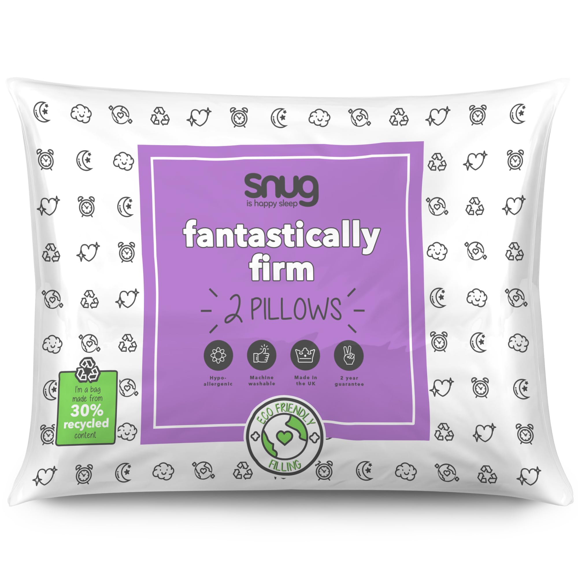 Snug Fantastically Firm Pillows, 2 Pack