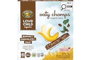Love Child Organics Oaty Chomps Banana + Chocolate + Kale Snack Bars, 138 g (Pack of 1), Made in Canada, Gluten Free, Fair Tr