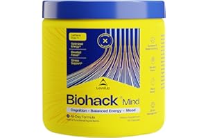 LevelUp Biohack Mind - Nootropic Brain Supplement for Men & Women | Balanced Energy, Focus, Mood & Stress Optimization with Ashwagandha, Lion's Mane, Alpha GPC, Ginseng and More - 60 Count