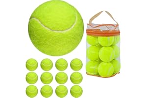 GKK Tennis Balls 12 Pack Durable Pressurized Tennis Balls Yellow Felt Training Tennis Balls High Bounce Practice Tennis Balls for Beginners Dogs