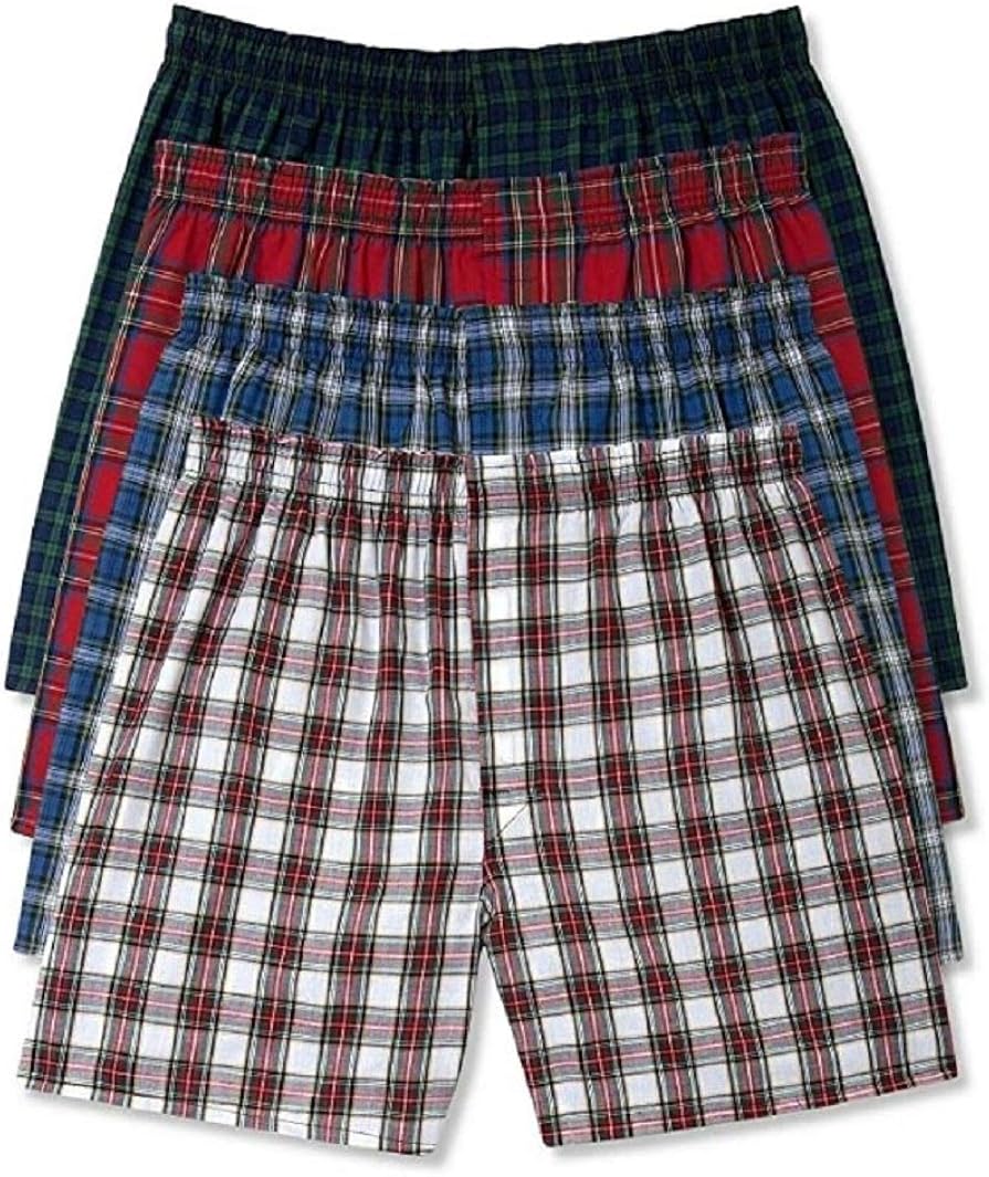 Hanes Men's 5-Pack Tartan Boxer with Inside Exposed Waistband at  Men’s Clothing store