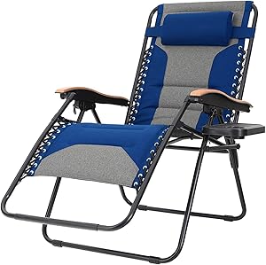 Sophia & William Padded Zero Gravity Chair Oversize Lounge Chair with Free Cup Holder, Supports 350 LBS (Blue)
