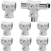 8 PCS 1/2'' 3-Way Pipe Fitting Connector, Aluminum Alloy T-Shape DN15 Tube Industrial Connector Accessory for DIY Building Chairs, Shelving, Vintage Pipe Furniture