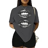 Hilinker Women's Oversized T Shirt Graphic Tees Short Sleeve Shirts Summer Casual Loose Tops
