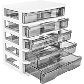 Charmewooden Plastic Drawers 5 Layer Desktop Storage, Small Organizer Box Storage Container Case, Desktop Organizer with Clear Drawers for Home, Office, Stationery, Jewelry and Cosmetics
