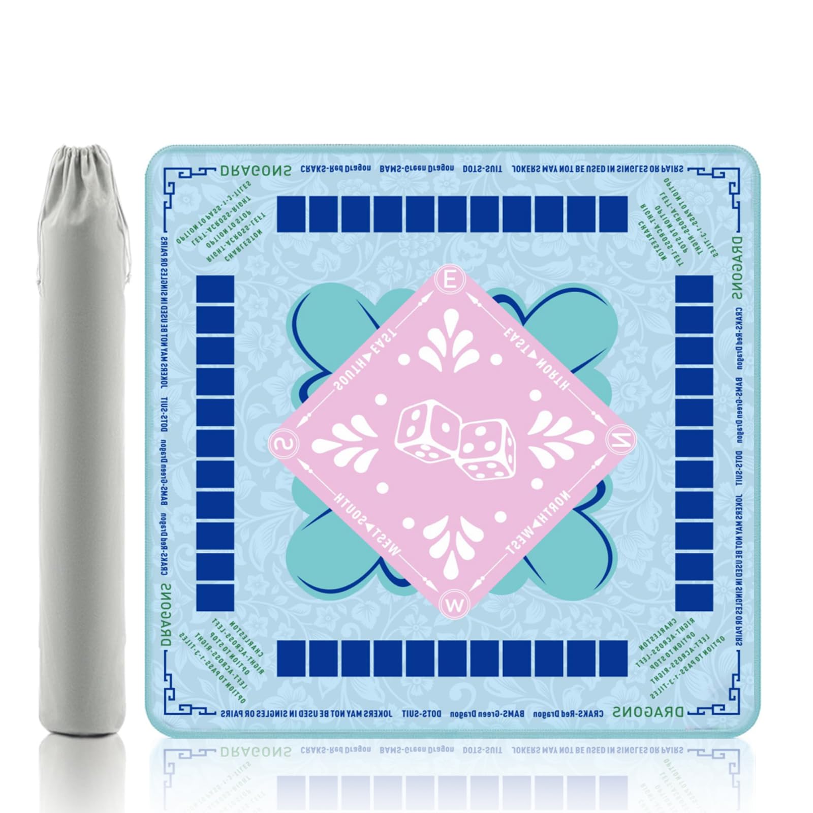 Photo 1 of Shine spot Mahjong Mat - 33x33 Inch Non-Slip Noise Reduction Gaming Mat with Drawstring Ba Waterproof Surface, Foldable Design for Mahjong/Poker/Board Games/Card Games/Dominoes (Blue)