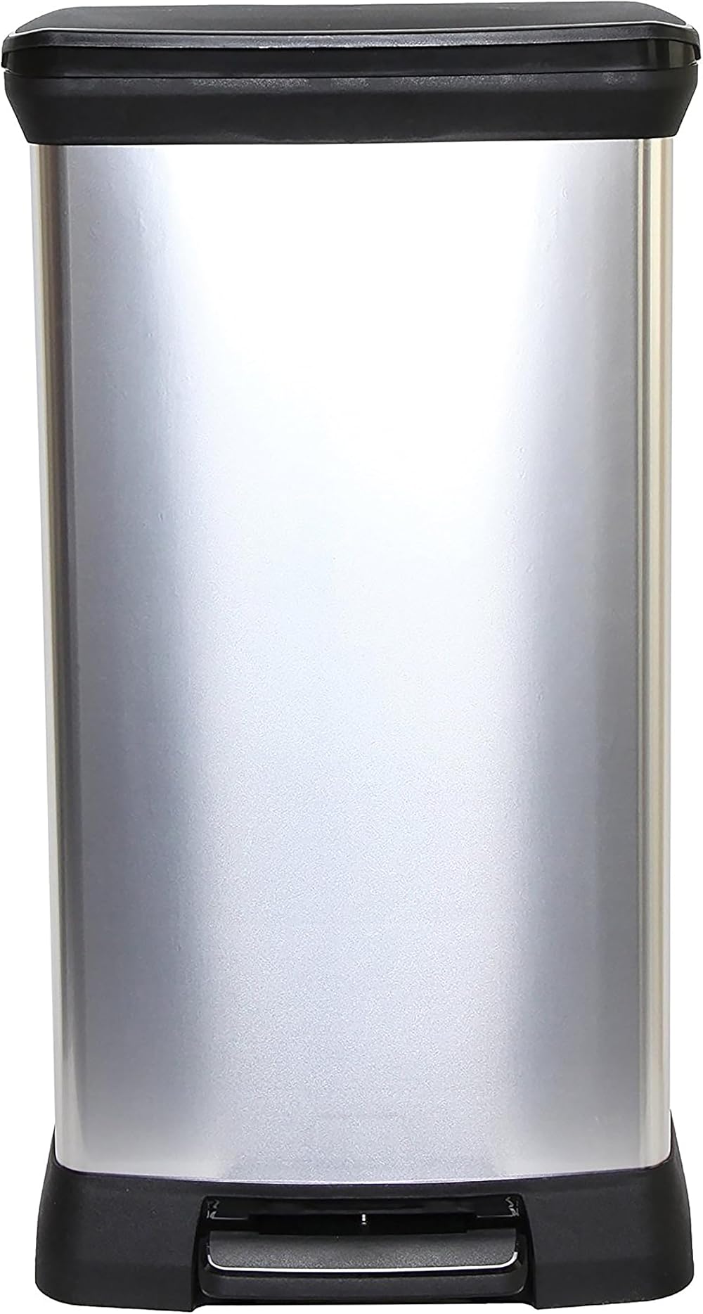 Curver Metal Effect 70% Recycled Kitchen Pedal Bin 50 L Silver