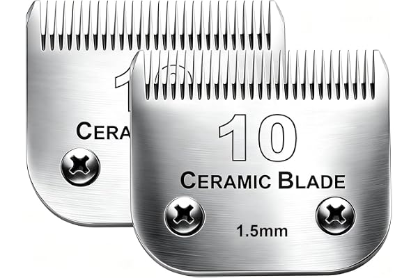 2PC 10 Blade Dog Grooming Clipper Replacement Blades Compatible with Andis/Wahl/Oster Dog Clippers,Detachable Ceramic Blade &
