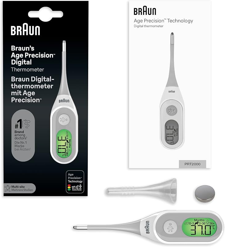 Age Precision Thermomètre numérique | Pour utilisation multi-sites | Voie orale, rectale ou axillaire | Convient aux bébés et aux nourrissons | Marque #1 auprès des médecins(1) | PRT2000