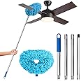 DRQ Ceiling Fan Cleaner Duster, Reusable Microfiber Duster with Extension Pole, 13 to 48 Inch Fan Blade Cleaner, Removable Du