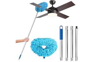DRQ Ceiling Fan Cleaner Duster, Reusable Microfiber Duster with Extension Pole, 13 to 48 Inch Fan Blade Cleaner, Removable Du