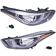 Front Headlights Assembly Left+Right Side for 2014-2016 Hyundai Elantra w/LED DRL Projector Driver & Passenger Head Lights Direct Replacement Headlamps Assy Set (A Pair Headlights) (Two Packages)