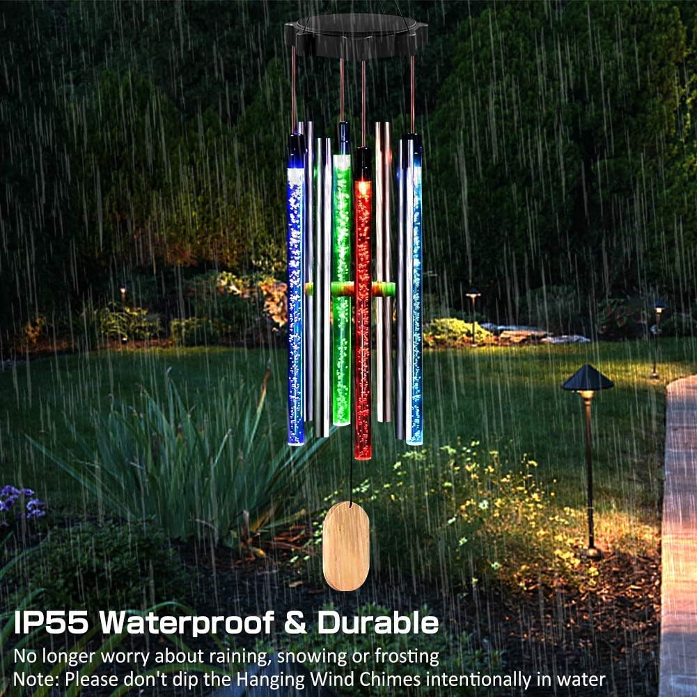 CrazyFire Solar Wind Chimes Changing Colors, Waterproof LED Wind Chimes for Outside with 8 Tubes, Solar Powered Memorial Wind Chimes with Lights, Housewarming Gifts for Garden Patio Yard Home Decor : Garden & Outdoor