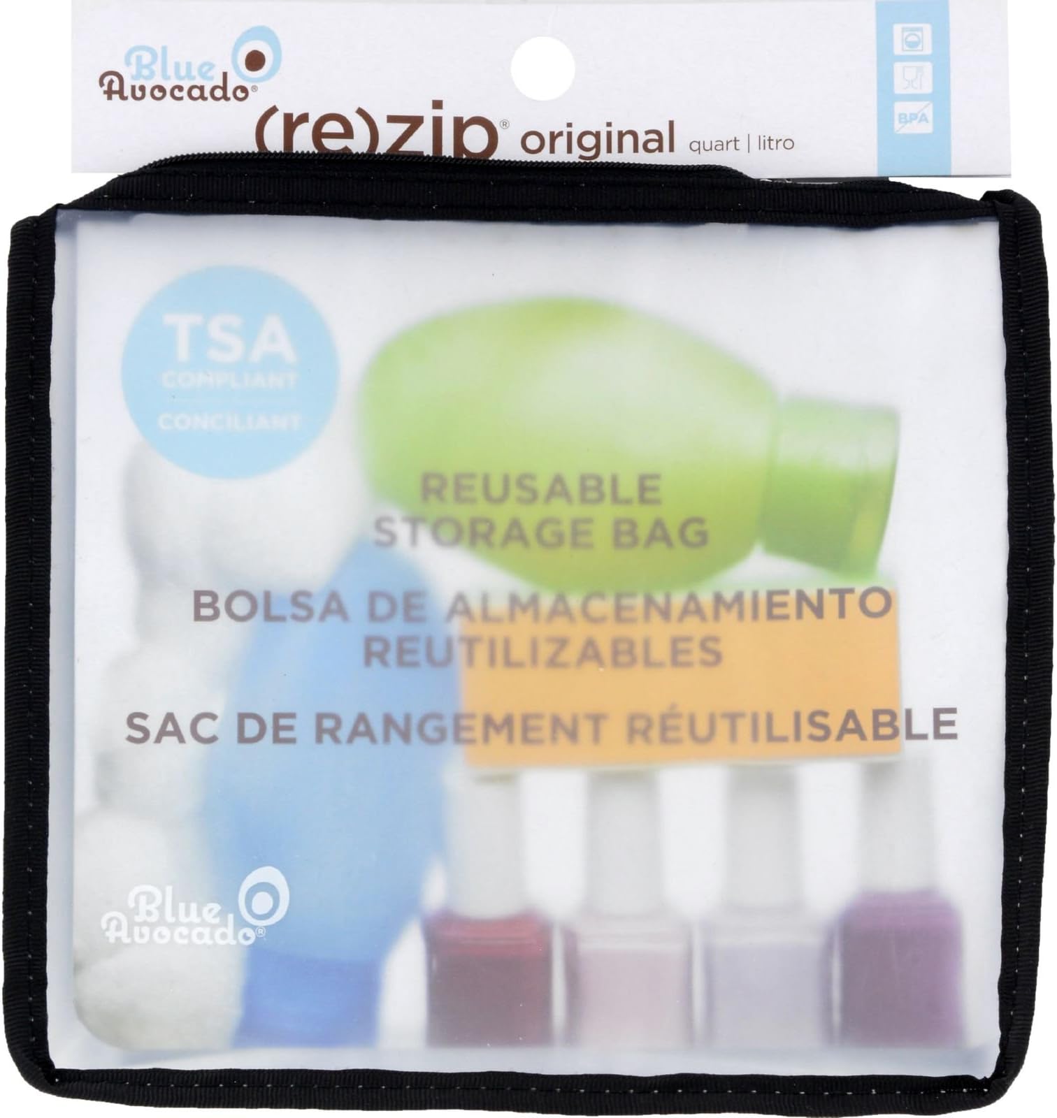 2 Pack of Blue Avocado - Zip Travel Bag - Quart Size - Black