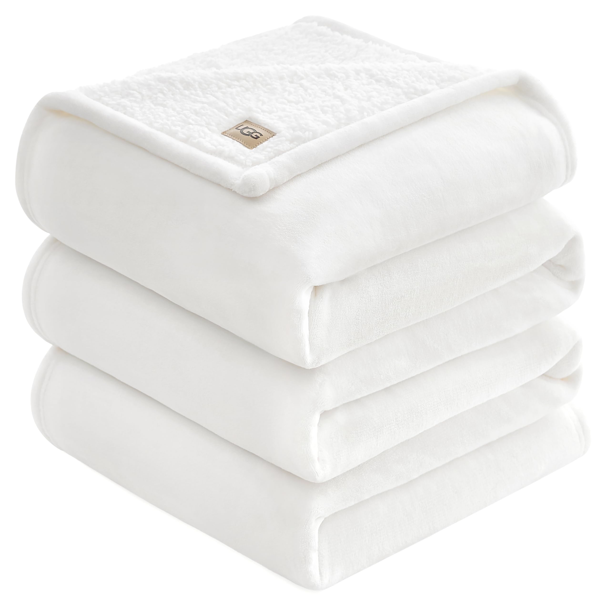 Photo 1 of UGG Nita King/California King Blanket Fleece Fluffy Reversible Soft Fuzzy Bedding Cozy Plush Warm Oversized Blanket Machine Washable Bedroom Decor for Big Couch or Bed, 110-inch x 90-inch, White Snow