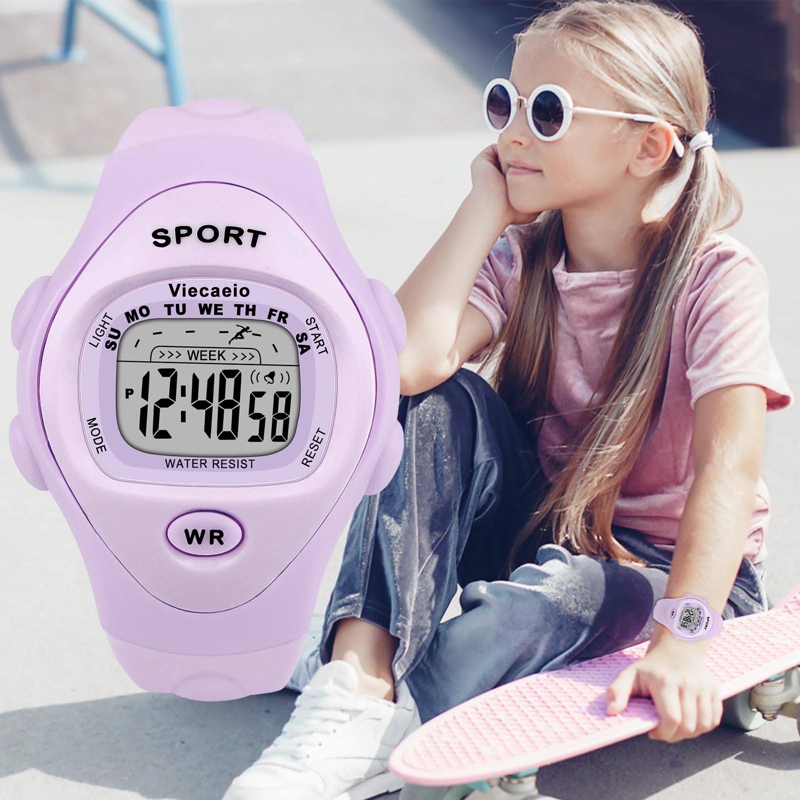 Viecaeio Kids Digital Watch, Multifunctional Shockproof Waterproof Boys Sport Outdoor, Birthday and Christmas Gift for 3-8 Years (Black)