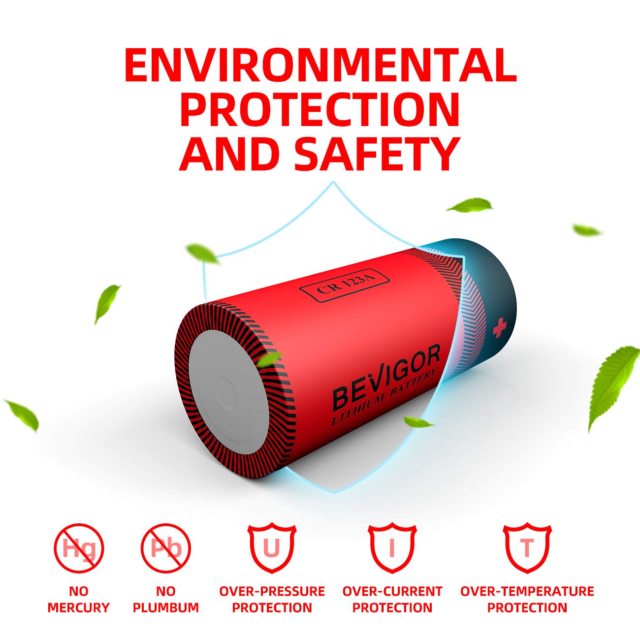 Bevigor CR123a 3v Lithium Battery, CR123a Battery, 10Pack 1500mAh 123 Batteries Lithium, CR123 Arlo Camera Battery, PTC Protected for Camera Flashlight Alarm Smart Sensor Microphones【Non-Rechargeable】