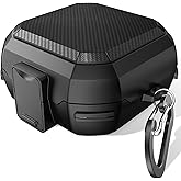 AIRSPO Powerbeats Pro Case, Power Beats Pro Case Cover with Lock Military Hard Shell Carbon Fiber Black Protective Cover for Powerbeats Pro Wireless Earbuds Case, Black