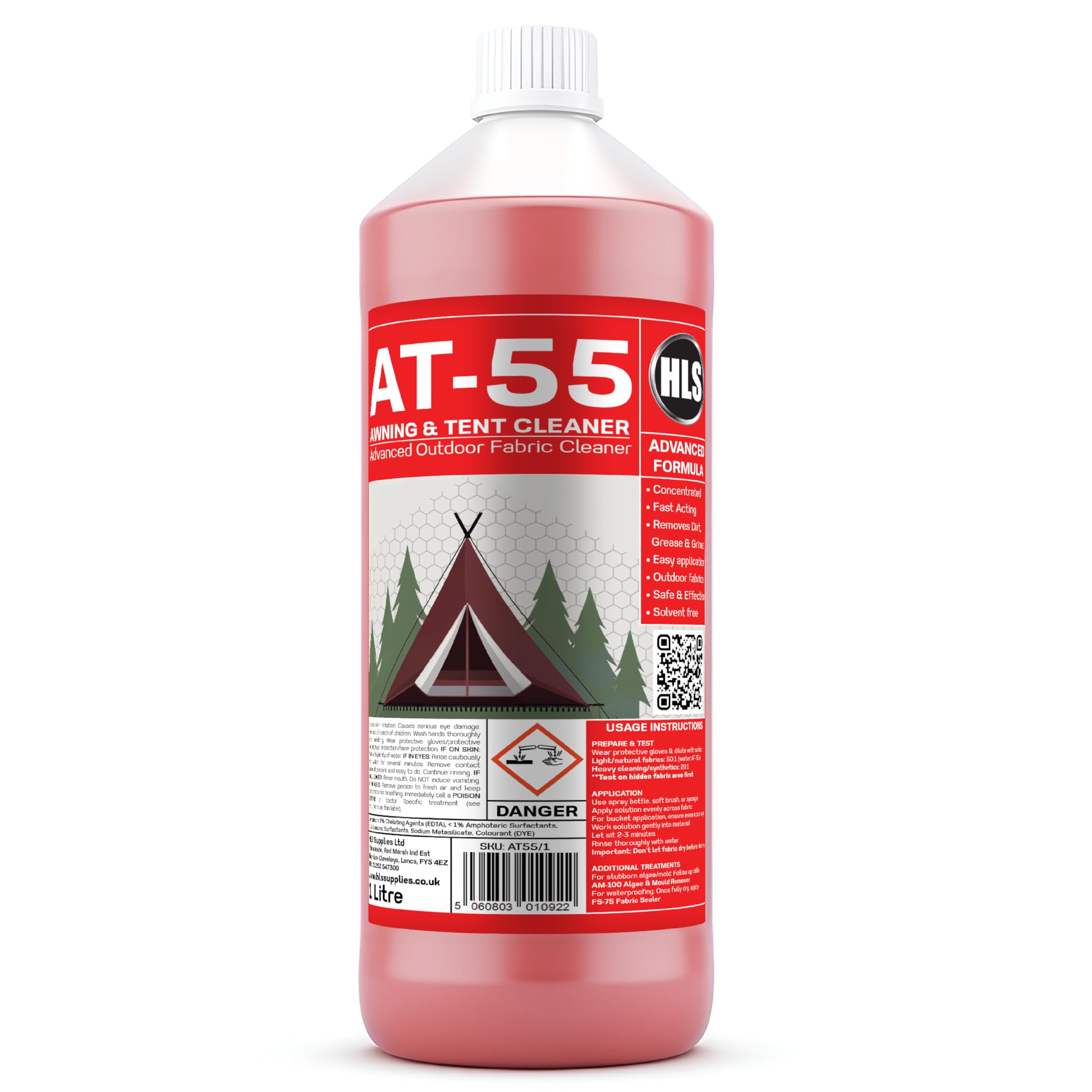 HLS Supplies 1L AT-55 Awning & Tent Cleaner - Perfect for Parasol, Gazebo and Outdoor Fabric