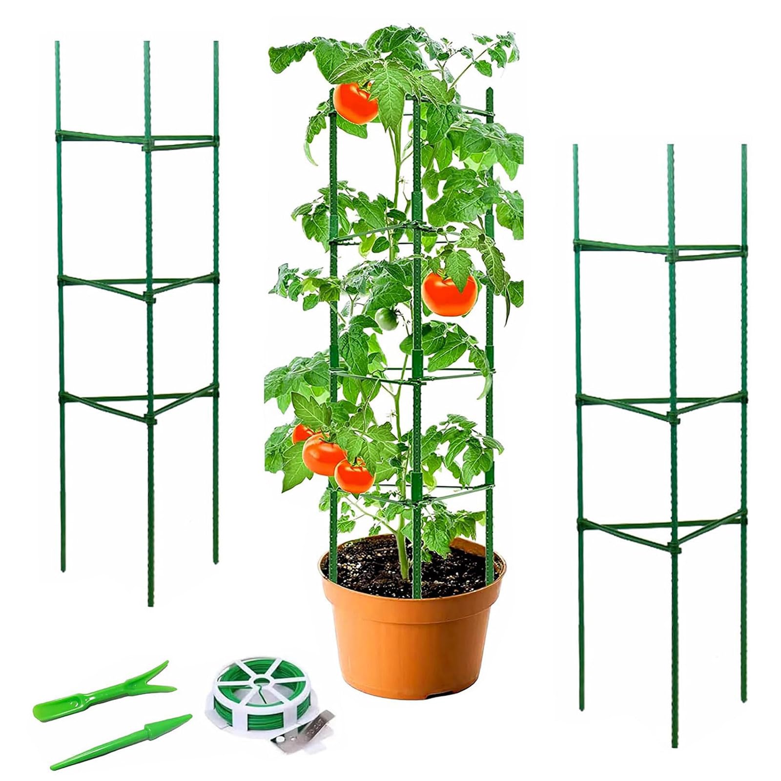 Ideal Swan 3 Pack Tomato Cage Plant Support,Adjustable Vertical Climbing Plants Supports Garden Plant Stakes Sturdy Garden Trellis Sticks Frame For Vegetables Flowers Fruit Grow-120cm