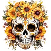 Sunflower Sugar Skull Mexican Vinyl Decal Sticker 4.2