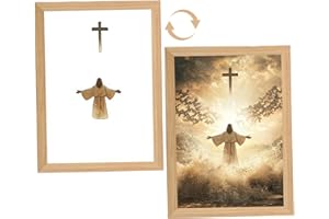 Jesus Lamp 4d LED Dimmable 3 Color Temperature Tempe Jesus Night Light 8.7x6.5 Inch Rechargable Light up Illuminated Christia