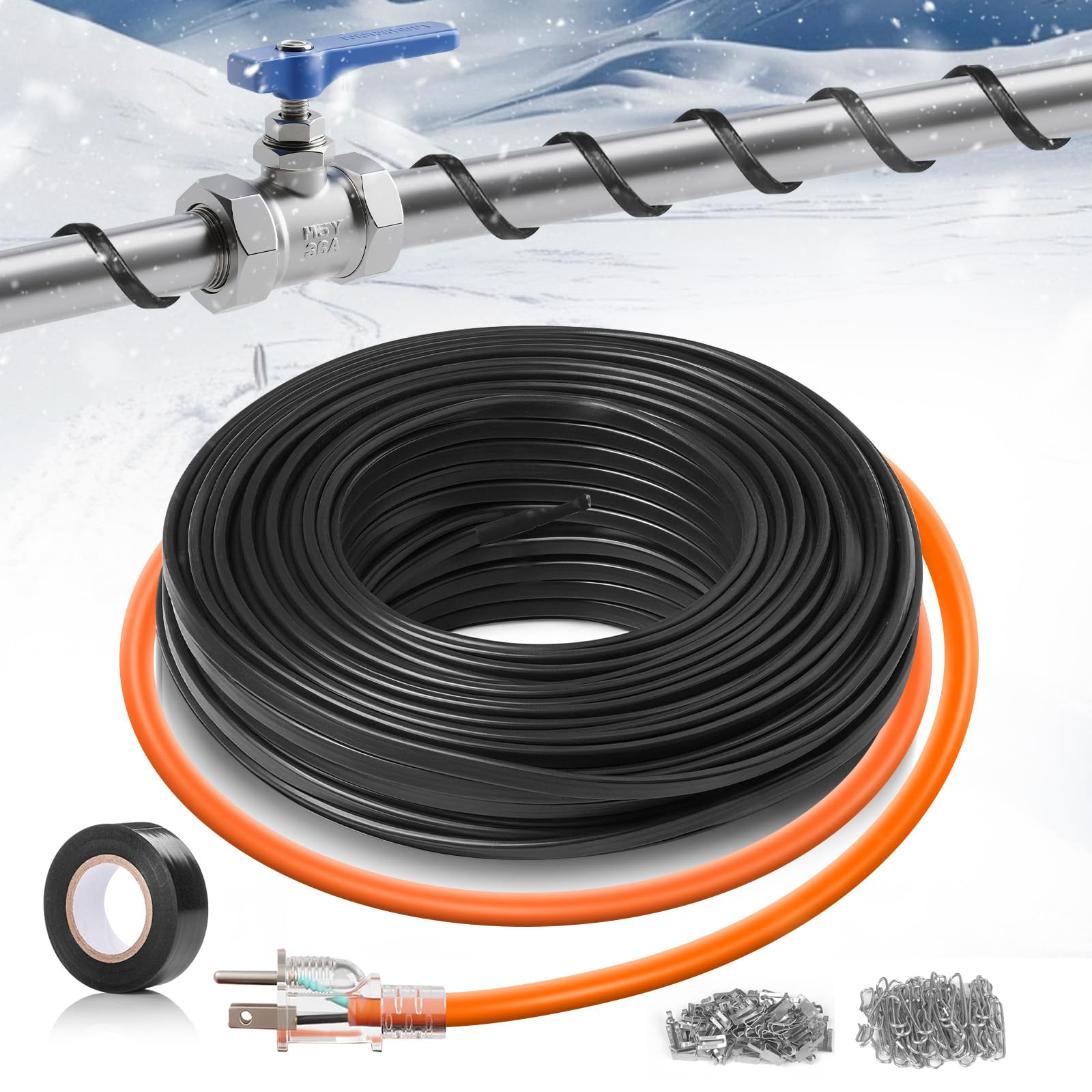Photo 1 of 15FT?3FT-200FT? Pipe Heating Cable for Pipe Freeze Protection, Heat Cable for Water Pipes(Metal and Plastic), Pipe Heat Tape Keeps Water Flowing at -40°F 5w/ft, 120V Plumbing fixture