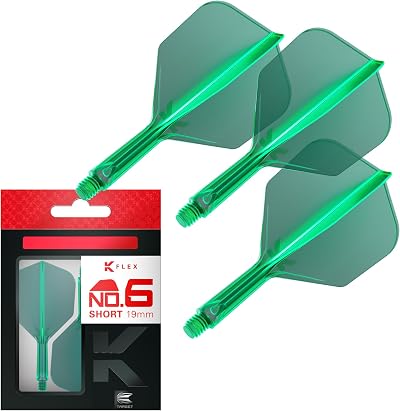 Target Darts K-Flex Integrated Flights and Shafts No.6 Green Short Pack of 3