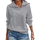 Ebifin Womens Zipper Sweatshirts Turtleneck Long Sleeve Pullovers Casual Loose Top T Shirts