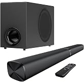 Assistrust Sound Bar with Subwoofer, 110W Sound Bar with Adjustable Deep Bass &amp; 3 EQ Modes, Bluetooth/ARC/Opt/AUX Connect, Sound Bar for Smart TV