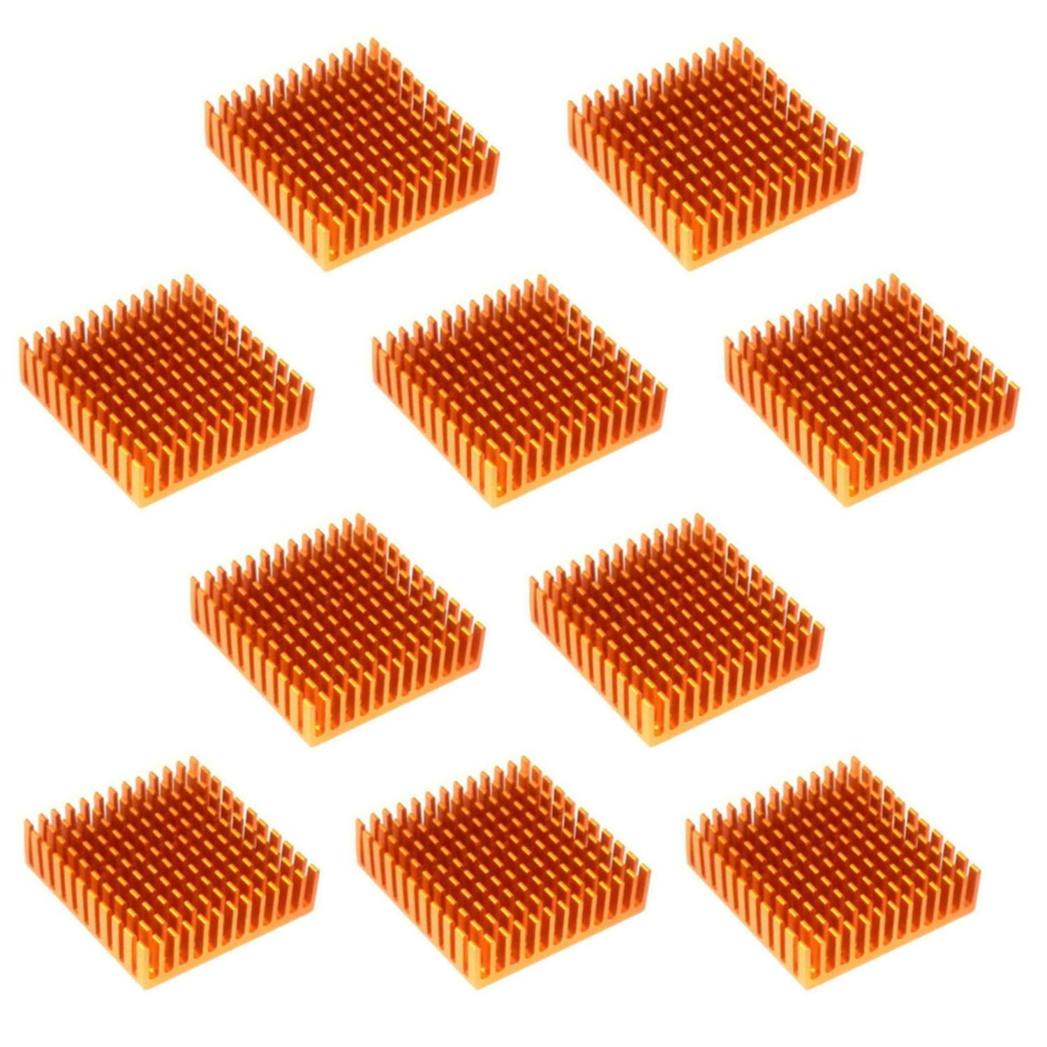 Easycargo 40mm Heatsink 40x40x11mm, Aluminum Cooler Cooling Heat Sink for Cooling 3D Printers, TEC1-12706 Thermoelectric Peltier Cooler 40mmx40mmx11mm (Goldentone 24pcs)