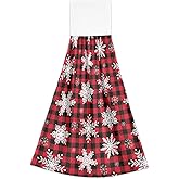 Boccsty Holy Christmas Hanging Kitchen Towels 2 Pieces Snowflakes Dish Cloth Tie Towels Hand Towel Tea Bar Towels for Bathroom Farmhous Housewarming Tabletop Home Decor