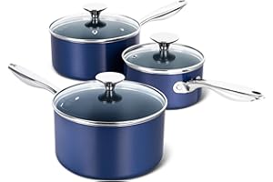MICHELANGELO Sauce Pan Sets, Ceramic Saucepans with Lids, 1Qt & 2Qt & 3Qt Sauce Pans with Lid, Nonstick Saucepan Set, Small P