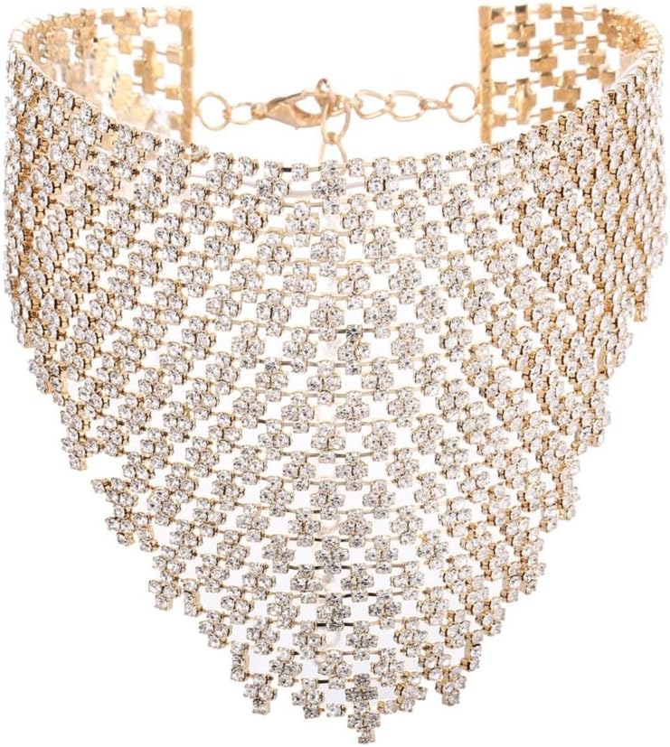 Barabum Fancy Love Elegant Bohemian Statement Necklace Charms for Women Choker Flower Cluster Diamond