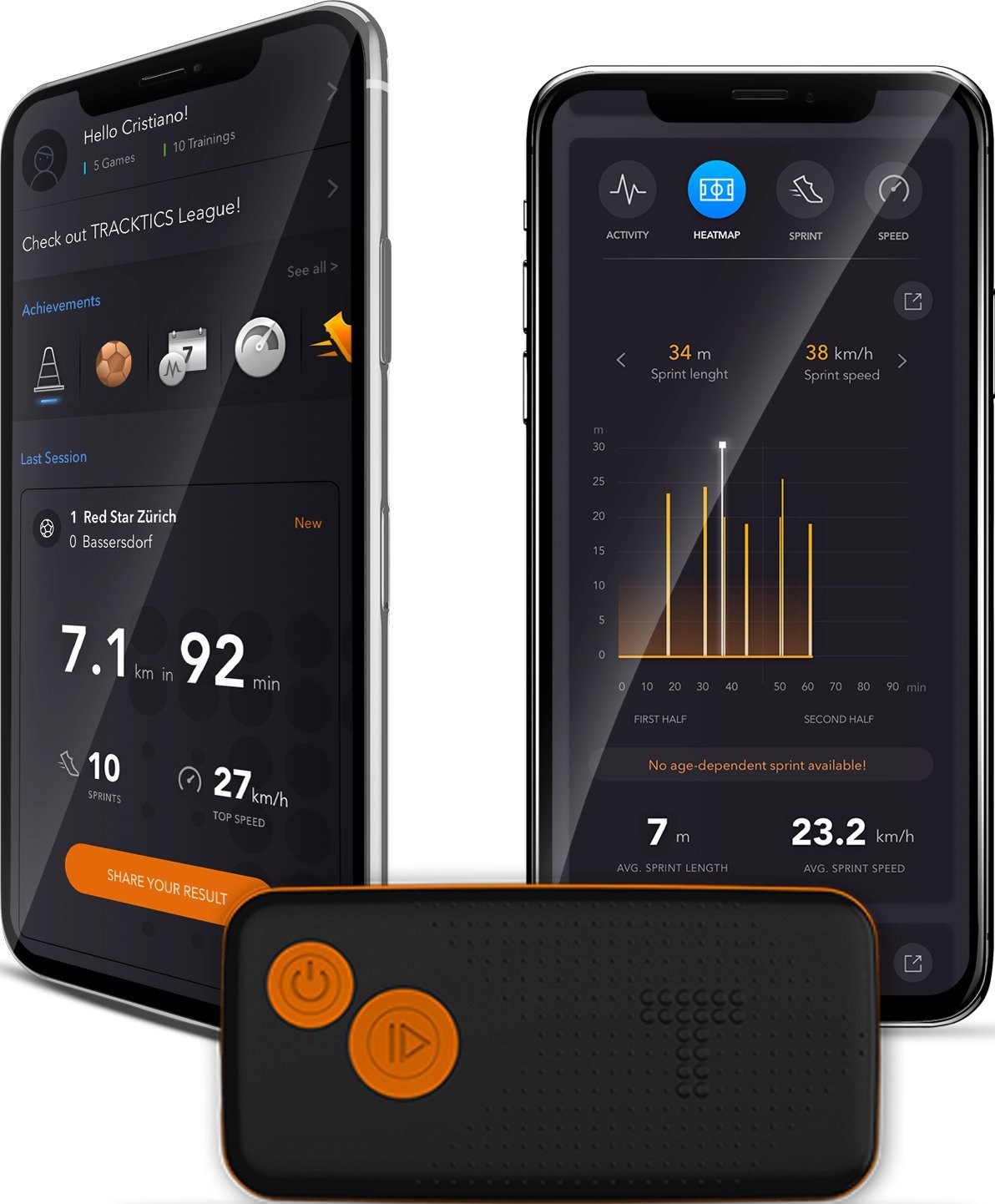 TRACKTICS GPS football tracker incl. belt Size S Amazon.co.uk Electronics