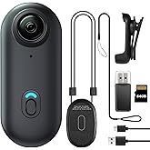 Meoilkolnm Mini Body Camera, Wearable Action Body Cam, Thumb Size Hands Free Recording Body Worn Camera, Premium Portable Camcorder Mount Anywhere for Pet Walking, Work, Travel (Black, 64GB)