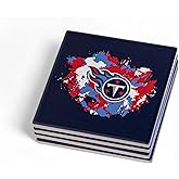 The Memory Company Officially Licensed 4-Pack Team Logo Ceramic Blast Coaster Set, Tennessee Titans