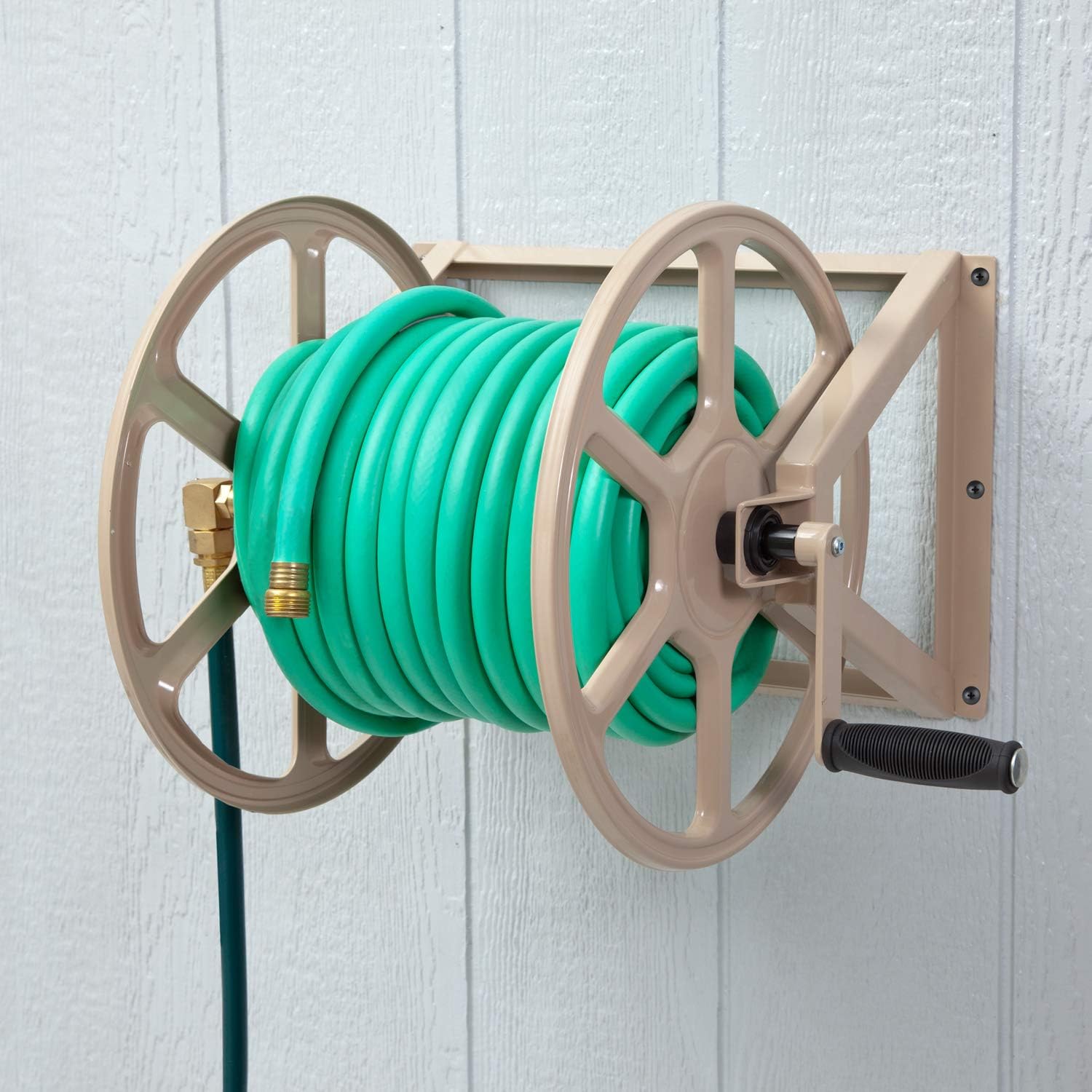 Liberty Garden 709 Steel Wall/Floor Mounted Hose Reel, Holds 200-Feet of 5/8-Inch Hose - Tan : Garden & Outdoor