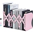 M&G Adjustable Bookends Book Ends for Shelves, Metal Bookend for Heavy Books, Desk Magazine File Organizer Holder Extends up to 20in, Book Stopper for Home, Office, Classroom (Pink)